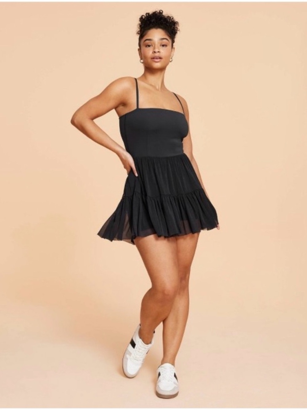 Blogilates Black Mesh Tiered Active Dress Built-In Shorts XL